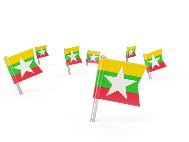 Квадратные флажки. Скачать флаг. Мьянма