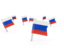 Russia. Square flag pins. Download icon.