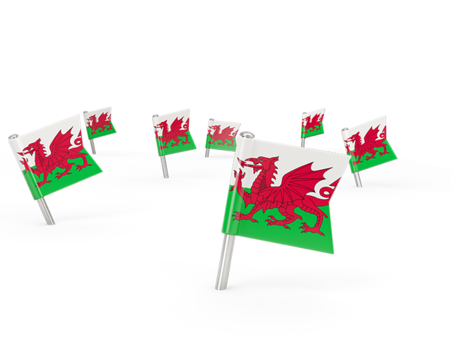 Квадратные флажки. Скачать флаг. Уэльс