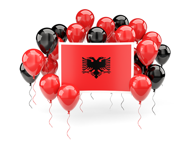 Square flag with balloons. Download flag icon of Albania at PNG format
