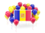 Andorra. Square flag with balloons. Download icon.