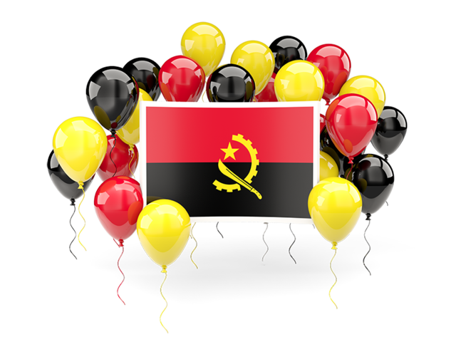 Square flag with balloons. Download flag icon of Angola at PNG format