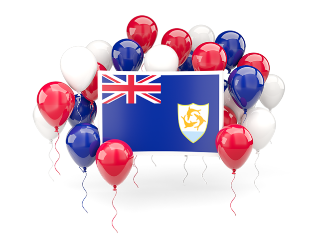 Square flag with balloons. Download flag icon of Anguilla at PNG format