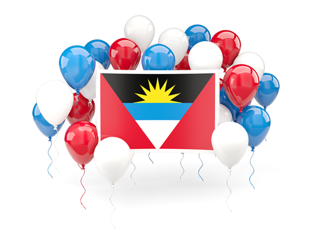 Square flag with balloons. Download flag icon of Antigua and Barbuda at PNG format
