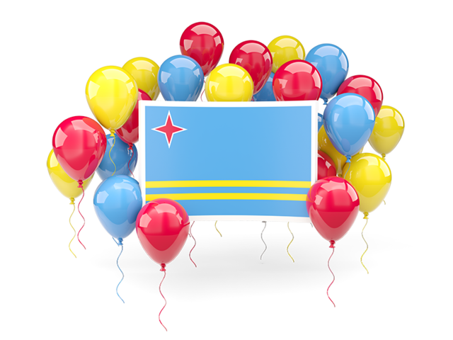 Square flag with balloons. Download flag icon of Aruba at PNG format