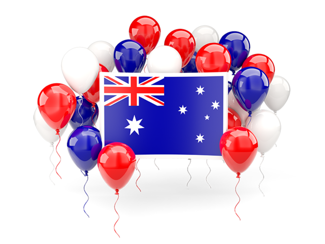 Square flag with balloons. Download flag icon of Australia at PNG format