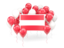 Austria. Square flag with balloons. Download icon.