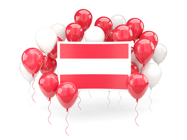 Square flag with balloons. Download flag icon of Austria at PNG format