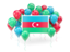 Azerbaijan. Square flag with balloons. Download icon.
