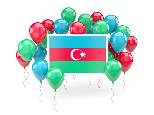 Square flag with balloons. Download flag icon of Azerbaijan at PNG format