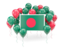 Bangladesh. Square flag with balloons. Download icon.