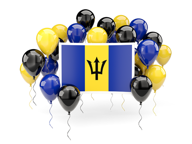 Square flag with balloons. Download flag icon of Barbados at PNG format