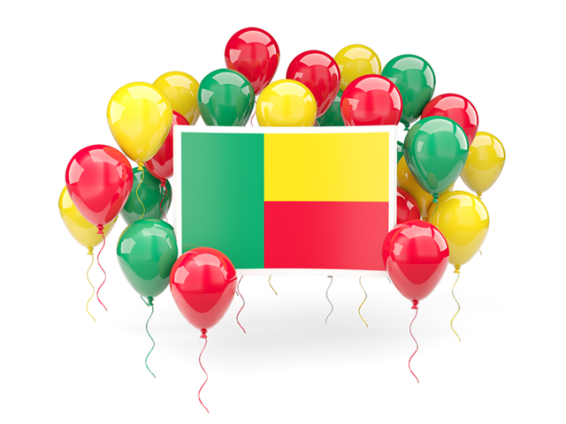 Square flag with balloons. Download flag icon of Benin at PNG format