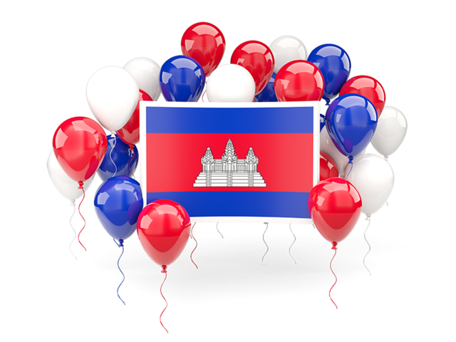 Square flag with balloons. Download flag icon of Cambodia at PNG format