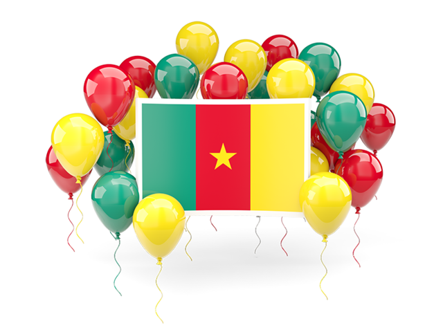Square flag with balloons. Download flag icon of Cameroon at PNG format