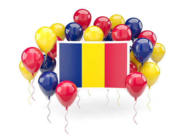 Square flag with balloons. Download flag icon of Chad at PNG format