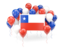 Chile. Square flag with balloons. Download icon.