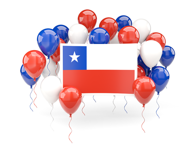 Square flag with balloons. Download flag icon of Chile at PNG format