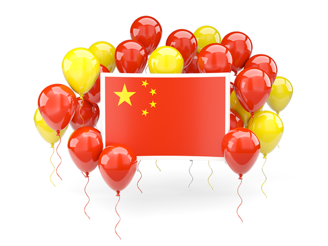 Square flag with balloons. Download flag icon of China at PNG format