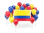 Colombia. Square flag with balloons. Download icon.