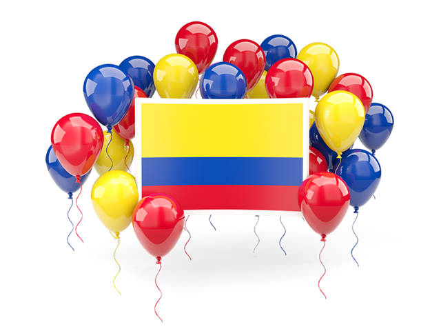 Square flag with balloons. Download flag icon of Colombia at PNG format