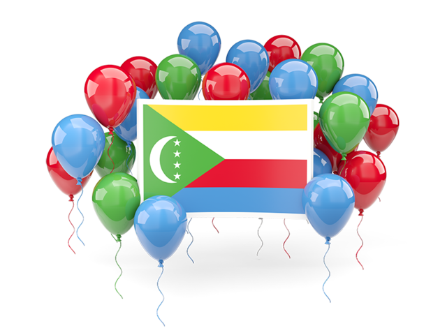 Square flag with balloons. Download flag icon of Comoros at PNG format