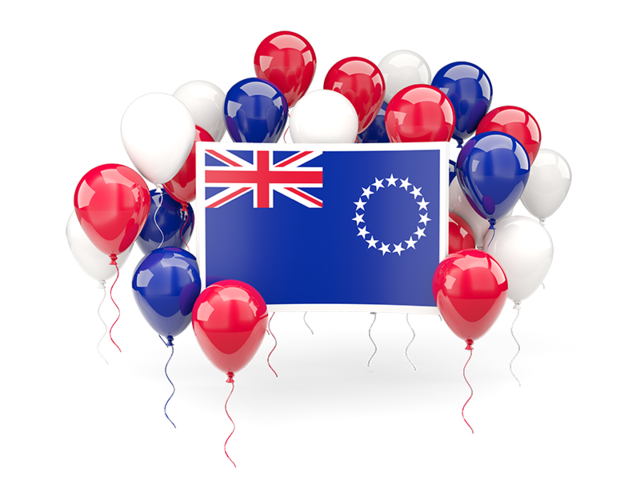 Square flag with balloons. Download flag icon of Cook Islands at PNG format