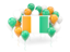 Cote d'Ivoire. Square flag with balloons. Download icon.