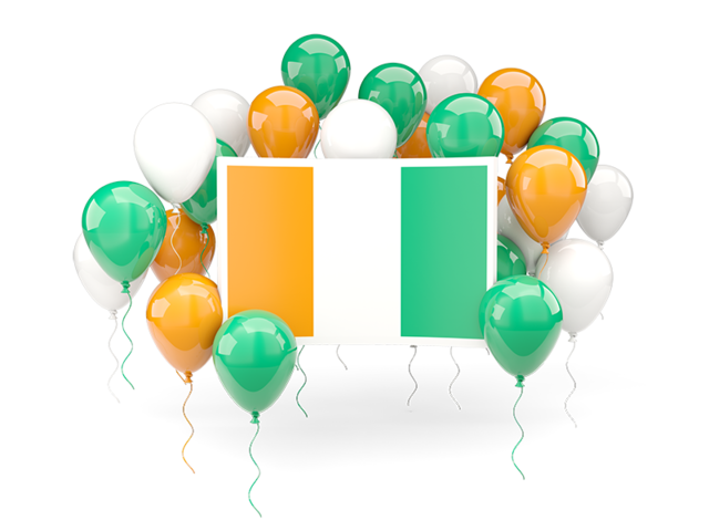 Square flag with balloons. Download flag icon of Cote d'Ivoire at PNG format