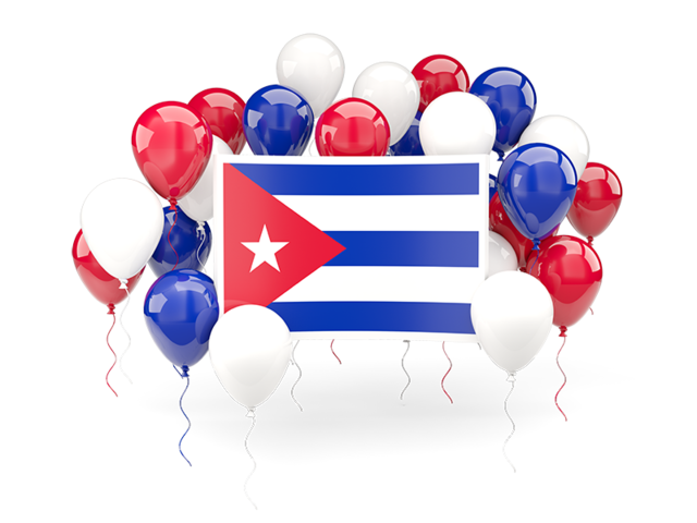 Square flag with balloons. Download flag icon of Cuba at PNG format