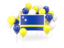 Curacao. Square flag with balloons. Download icon.