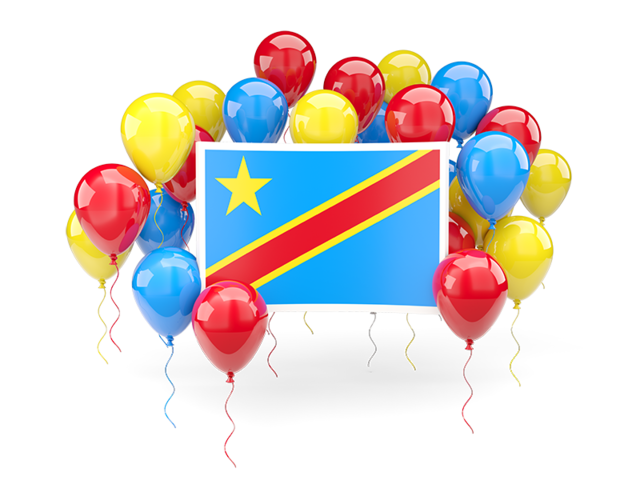 Square flag with balloons. Download flag icon of Democratic Republic of the Congo at PNG format