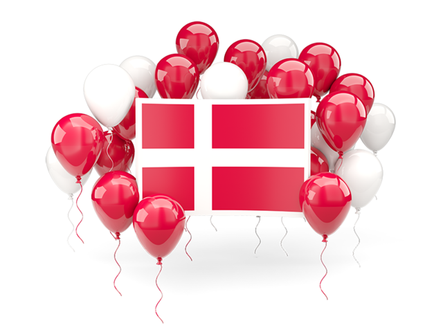 Флаг с воздушными шарами. Скачать флаг. Дания