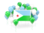 Djibouti. Square flag with balloons. Download icon.