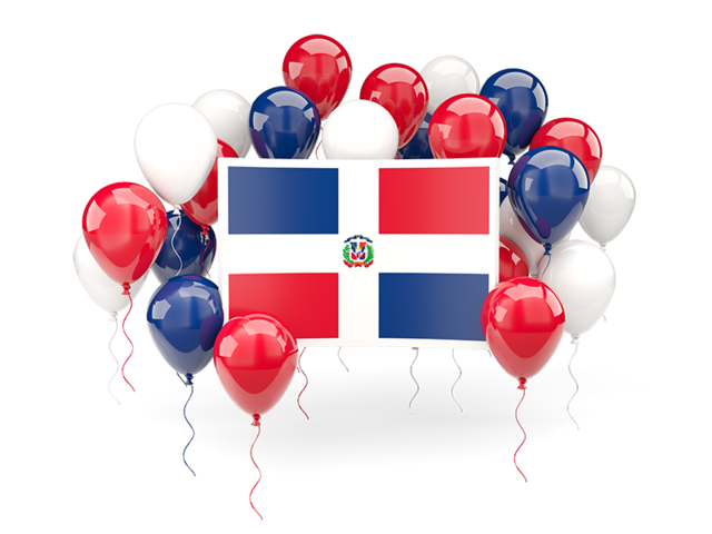 Square flag with balloons. Download flag icon of Dominican Republic at PNG format