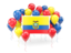 Ecuador. Square flag with balloons. Download icon.