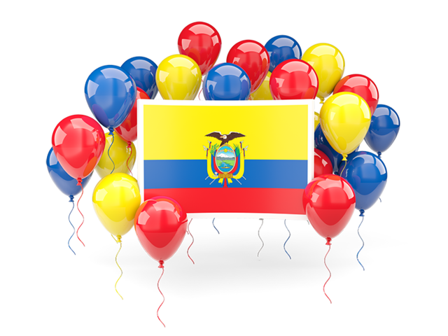 Square flag with balloons. Download flag icon of Ecuador at PNG format