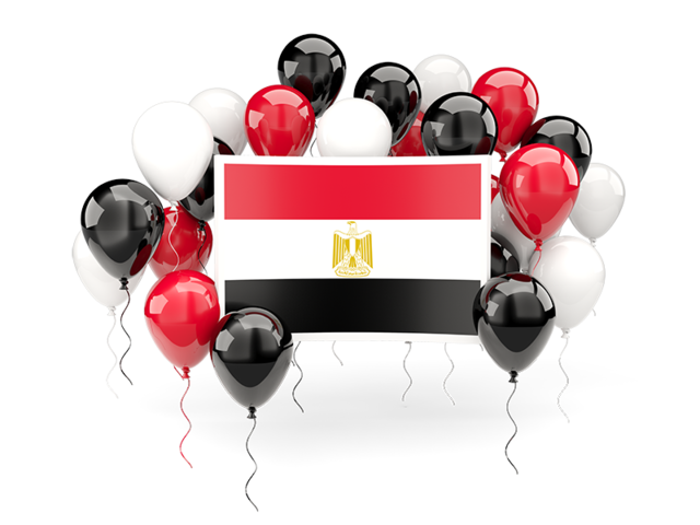 Square flag with balloons. Download flag icon of Egypt at PNG format