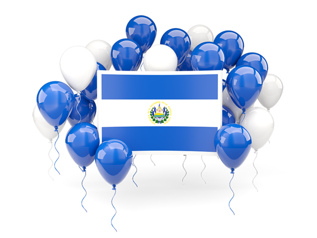 Square flag with balloons. Download flag icon of El Salvador at PNG format