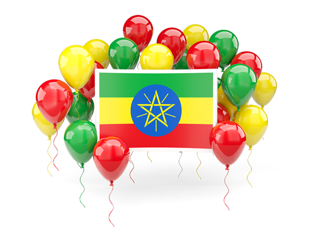 Square flag with balloons. Download flag icon of Ethiopia at PNG format