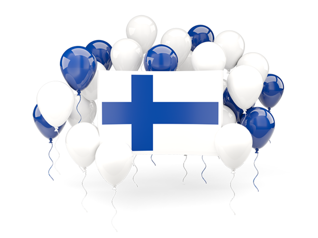 Флаг с воздушными шарами. Скачать флаг. Финляндия