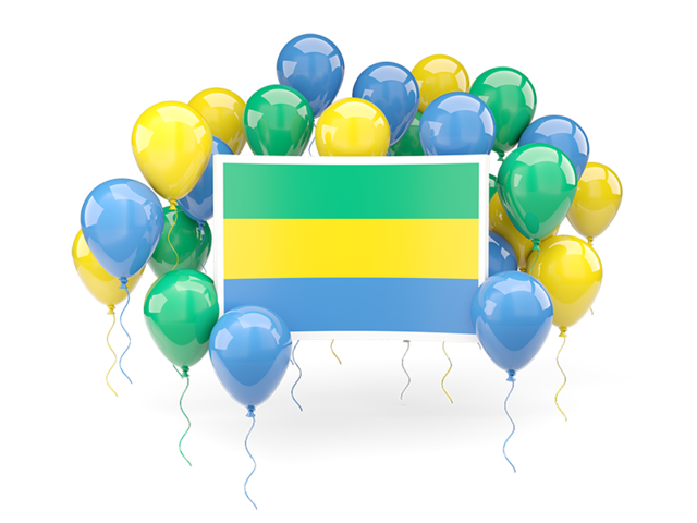 Square flag with balloons. Download flag icon of Gabon at PNG format