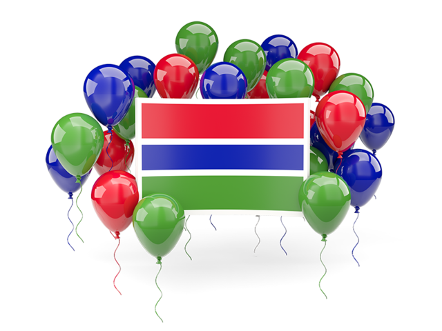 Square flag with balloons. Download flag icon of Gambia at PNG format