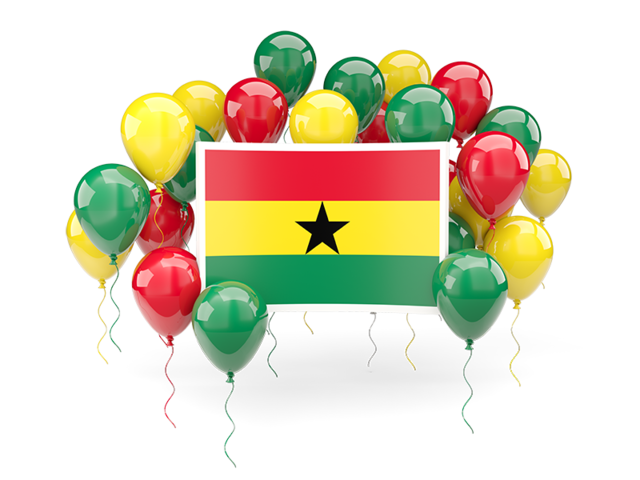 Square flag with balloons. Download flag icon of Ghana at PNG format