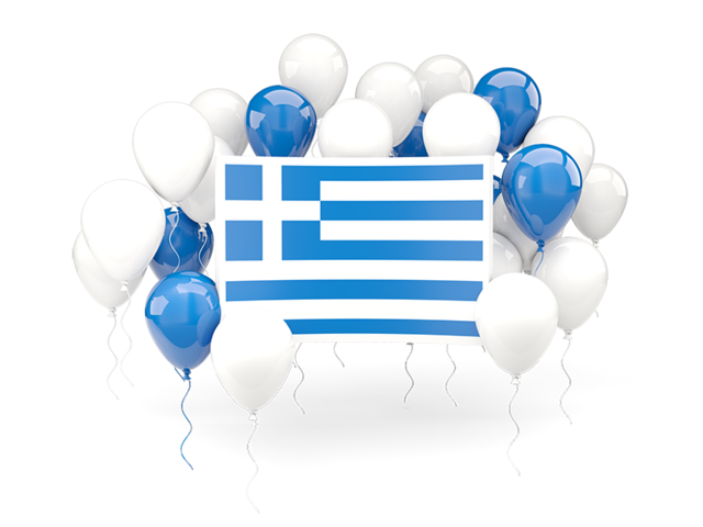 Square flag with balloons. Download flag icon of Greece at PNG format