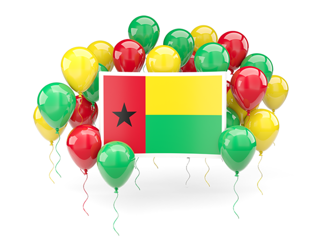 Флаг с воздушными шарами. Скачать флаг. Гвинея-Бисау