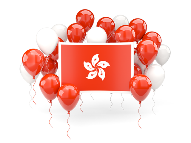 Square flag with balloons. Download flag icon of Hong Kong at PNG format