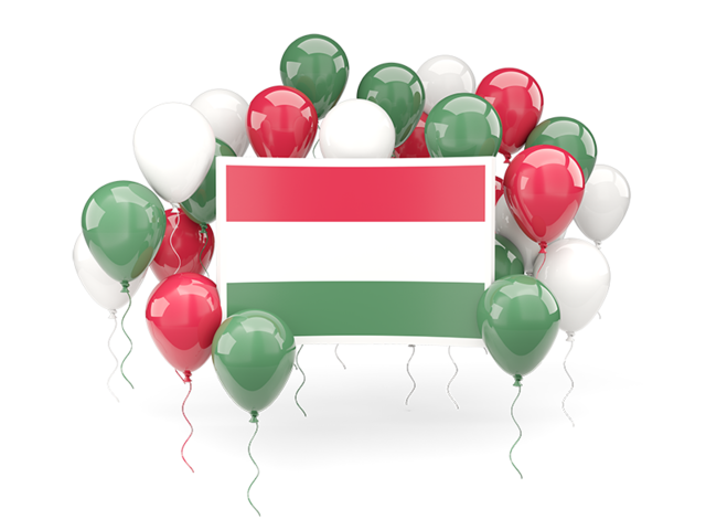 Square flag with balloons. Download flag icon of Hungary at PNG format