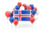 Iceland. Square flag with balloons. Download icon.