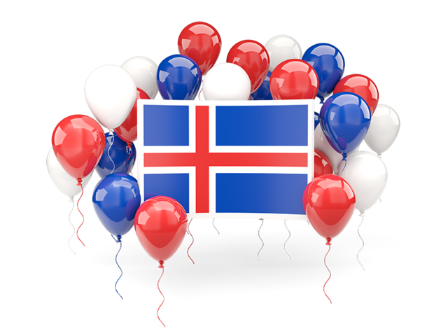 Square flag with balloons. Download flag icon of Iceland at PNG format